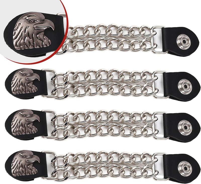 Mirthcos Motorcycle Vest Extenders for Men & Women - 4 PCS Leather Vest Extensions for Biker - Durable Double Chrome Chains - Image 5